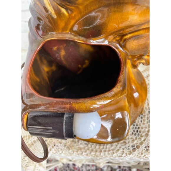 Vintage MCM Horse head TV Lamp/Planter Vase Brown Pottery  Works - Picture 5 of 16